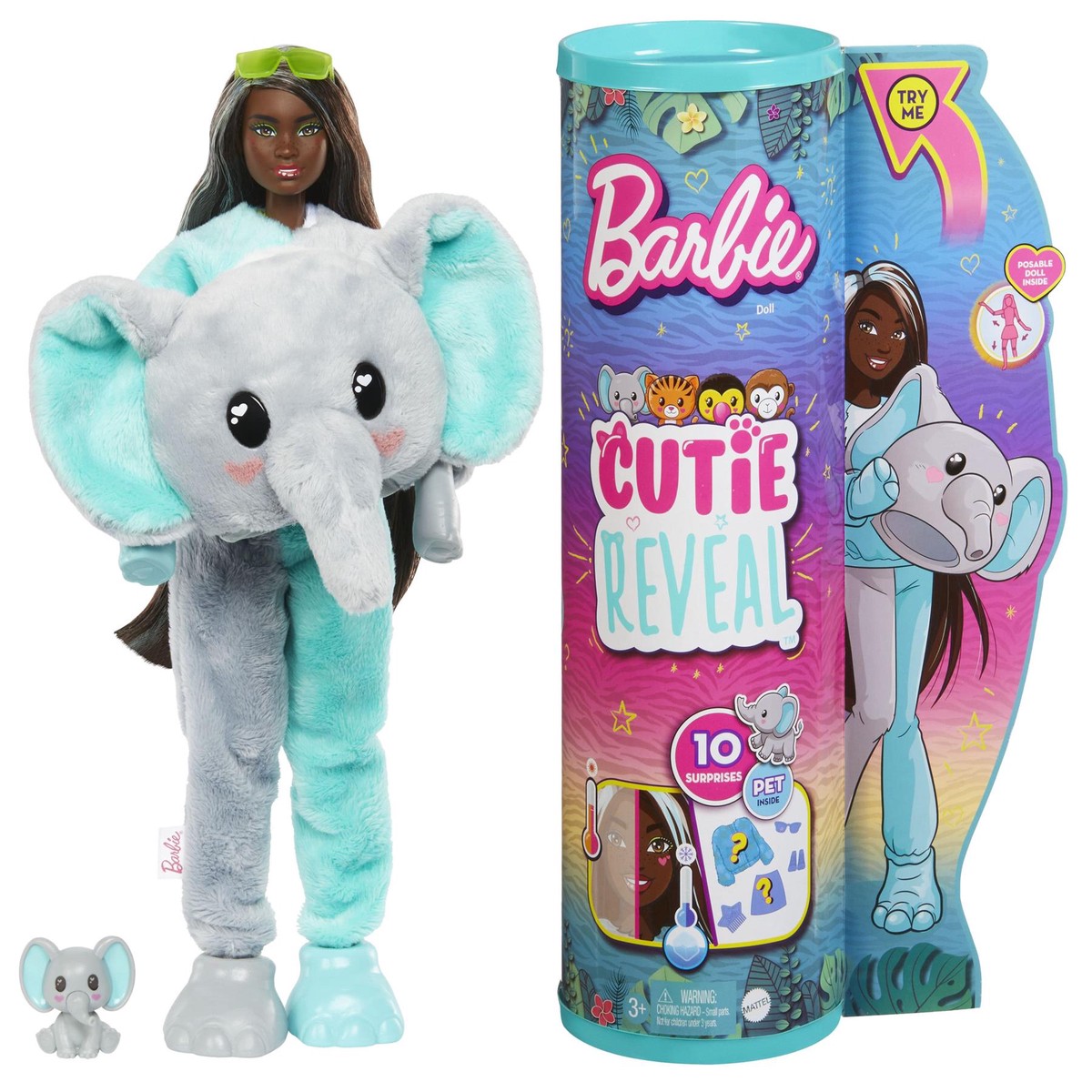 Barbie Cutie Reveal Jungle Series Elephant Costume Doll