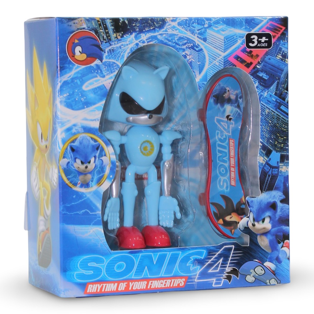 Sonic 4 Action Figure with Skateboard Baby Blue
