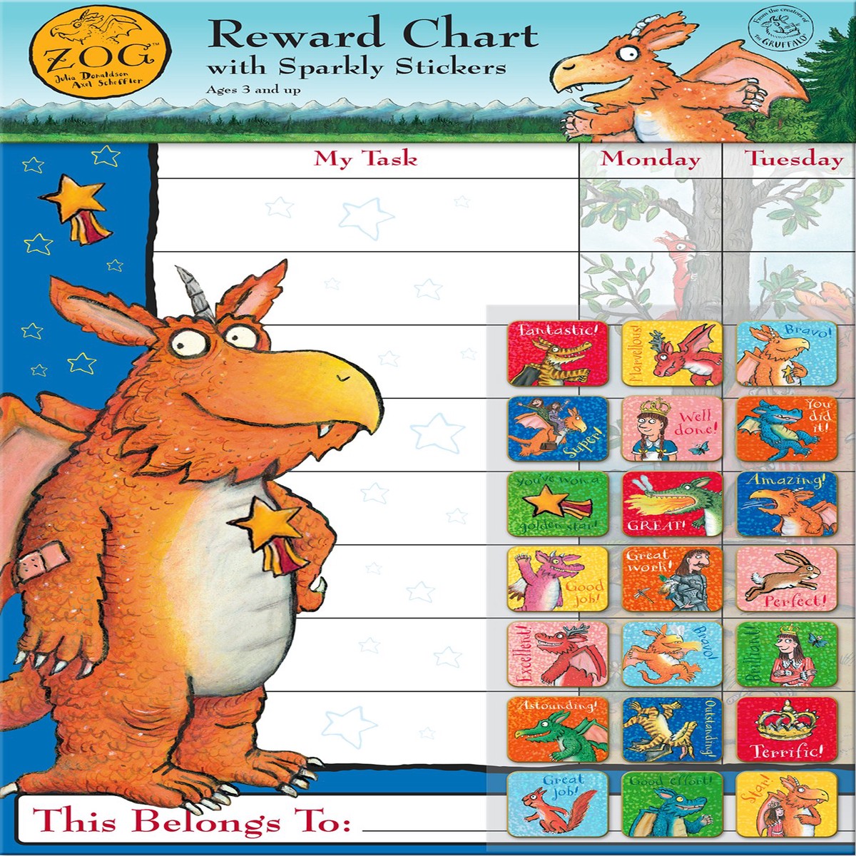 Zog Reward Chart Stickers