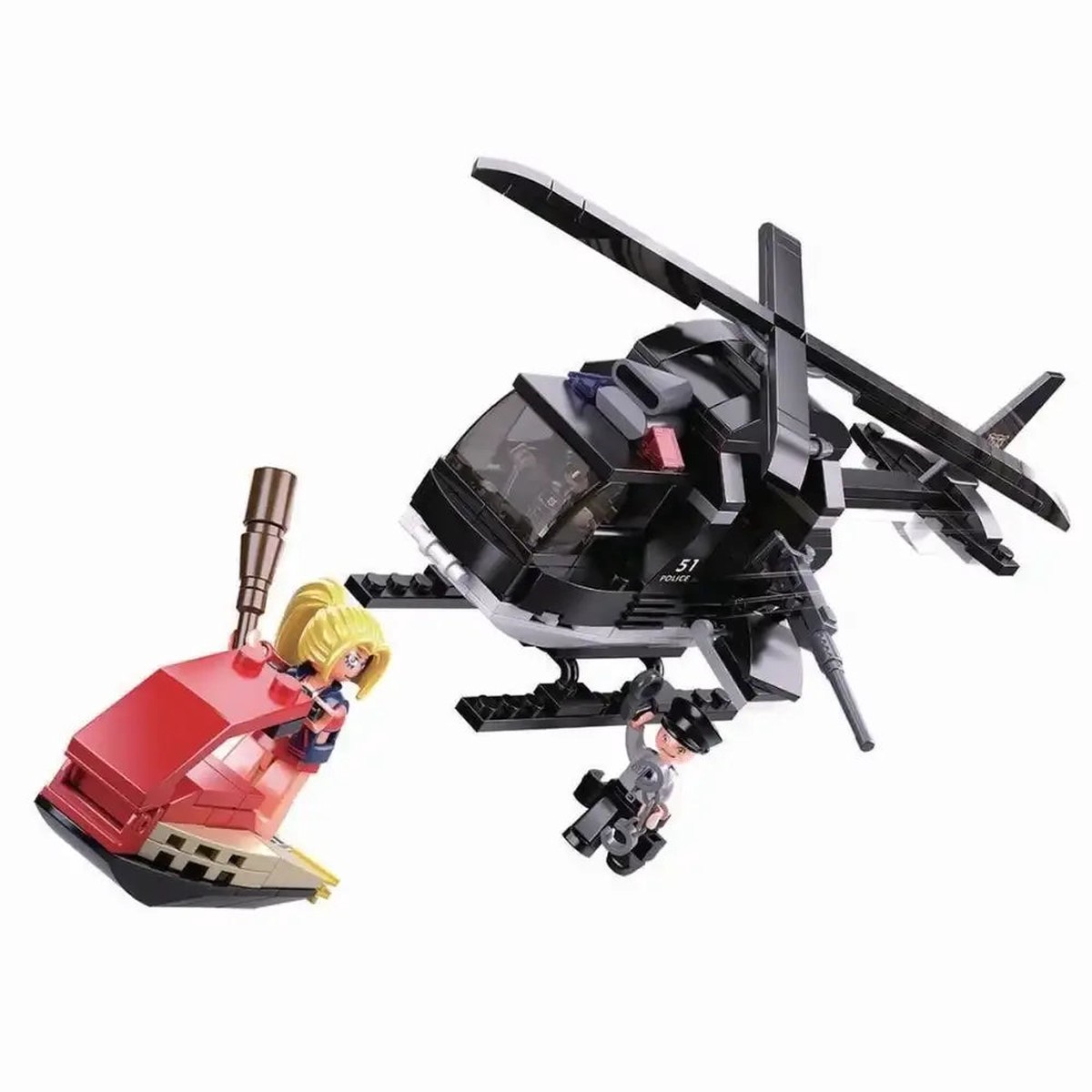 Sluban Armed Riot Police Helicopter Building Blocks Set – 221 Pcs