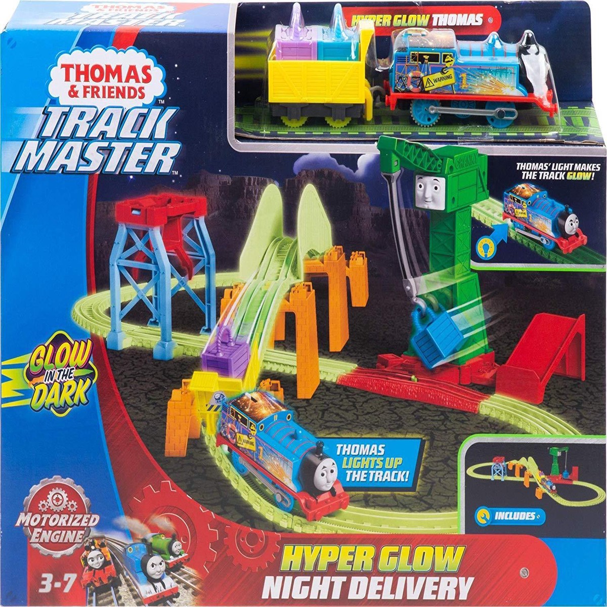 Thomas Friends Trackmaster Hyper Glow Night Delivery Playset