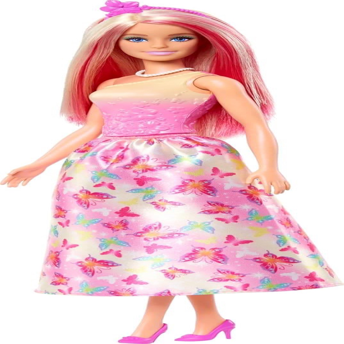 Barbie Royal Doll With Pink And Blonde Hair Butterfly-Print Skirt And Accessories