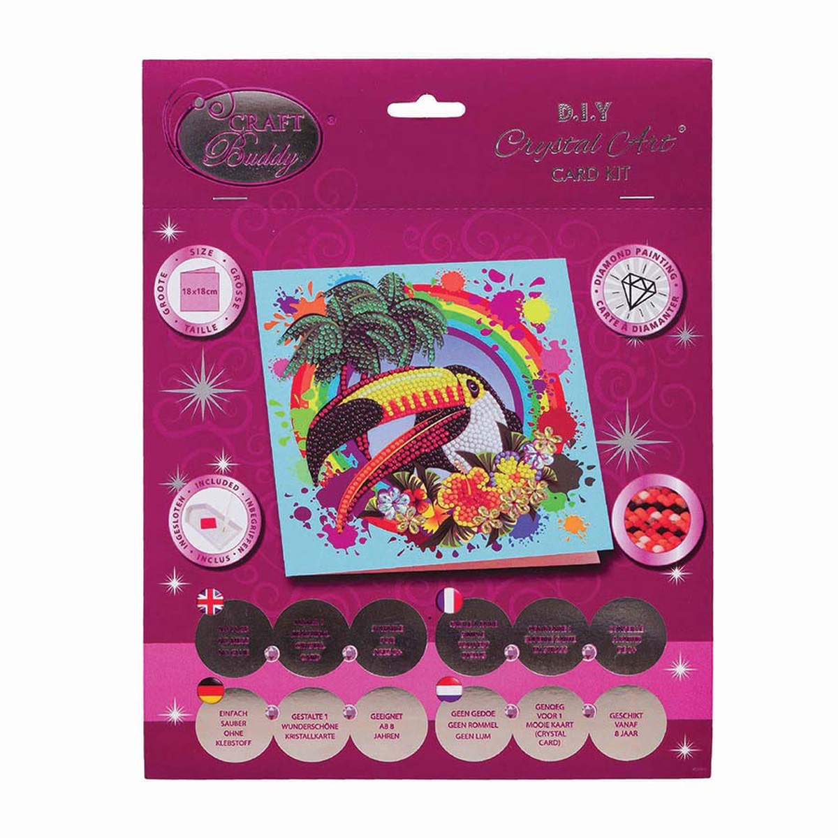 Crystal Art Card Kit - Rainbow Toucan