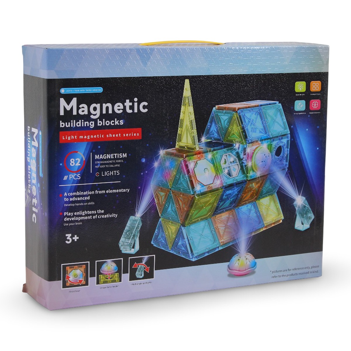Deluxe 3D Light-Up Magnetic Building Blocks 82 Pcs