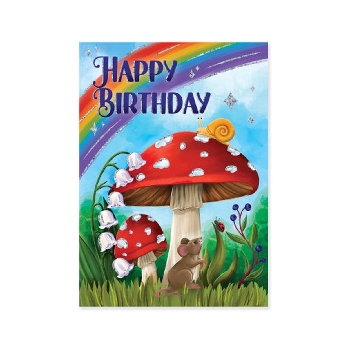 Birthday Card - Glitter Mushrooms