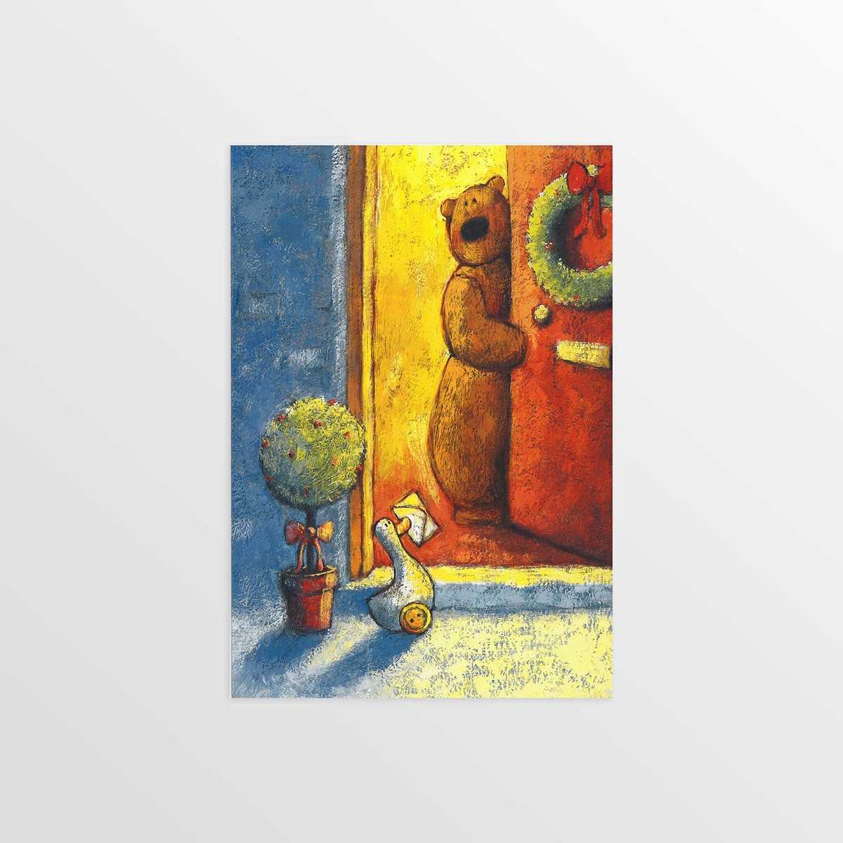 Christmas Card - Bear At Door