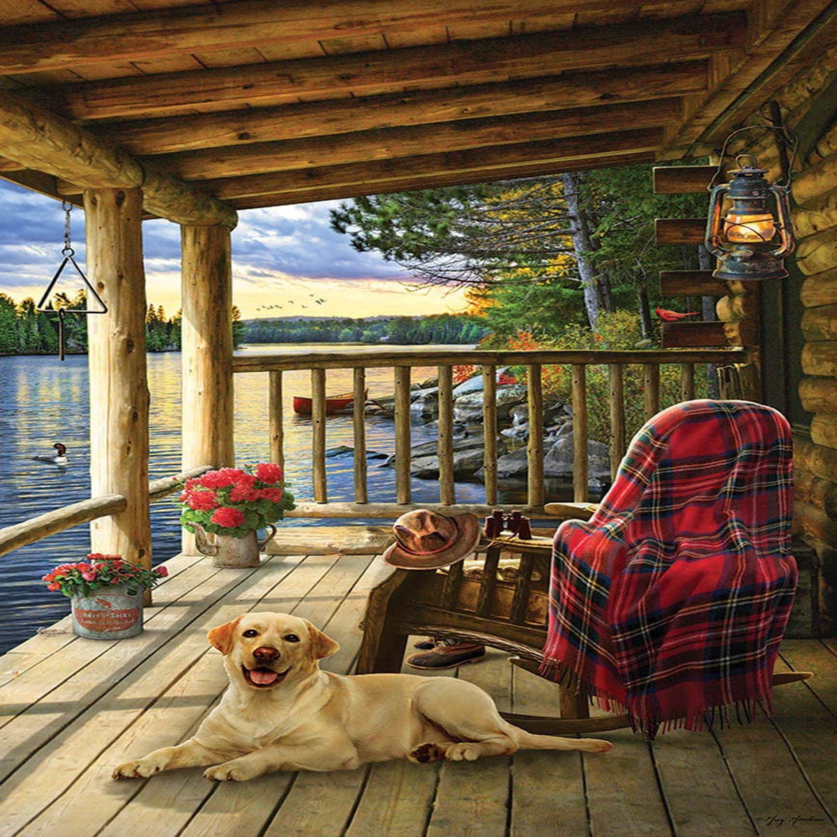 Cobble Hill Tray Puzzle - 35 Lake Cabin Labrador