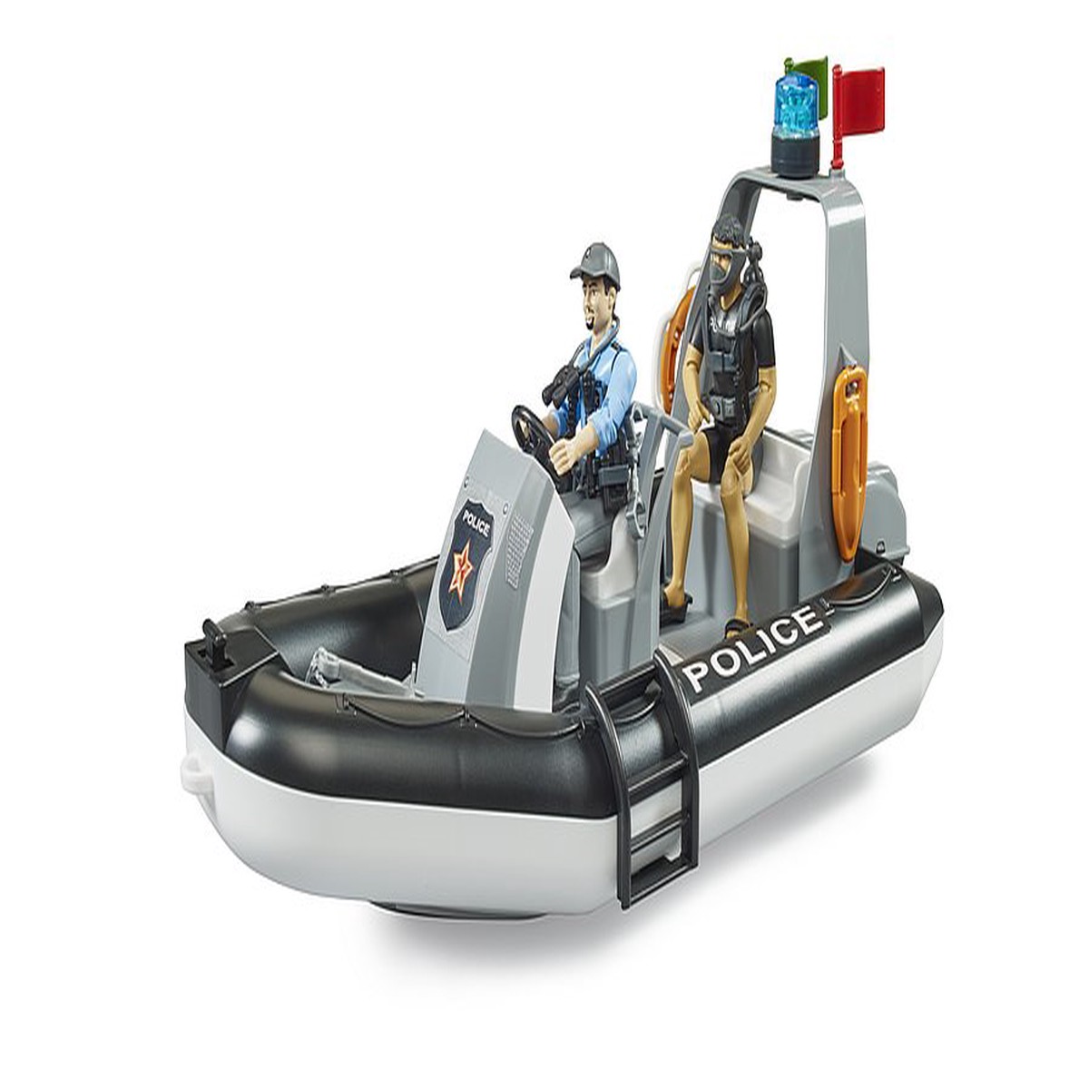 Bruder 62733 bworld Police boat rotating beacon light 2 figures accessories