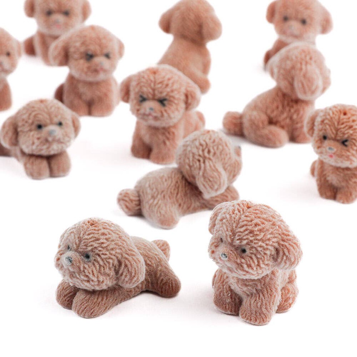 Mini Flocked Animals - Brown Puppy