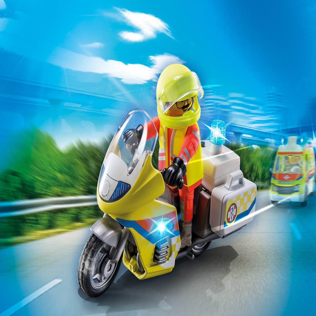 Playmobil 71205 Hospital-Rescur Motorcycle wFlashing Light