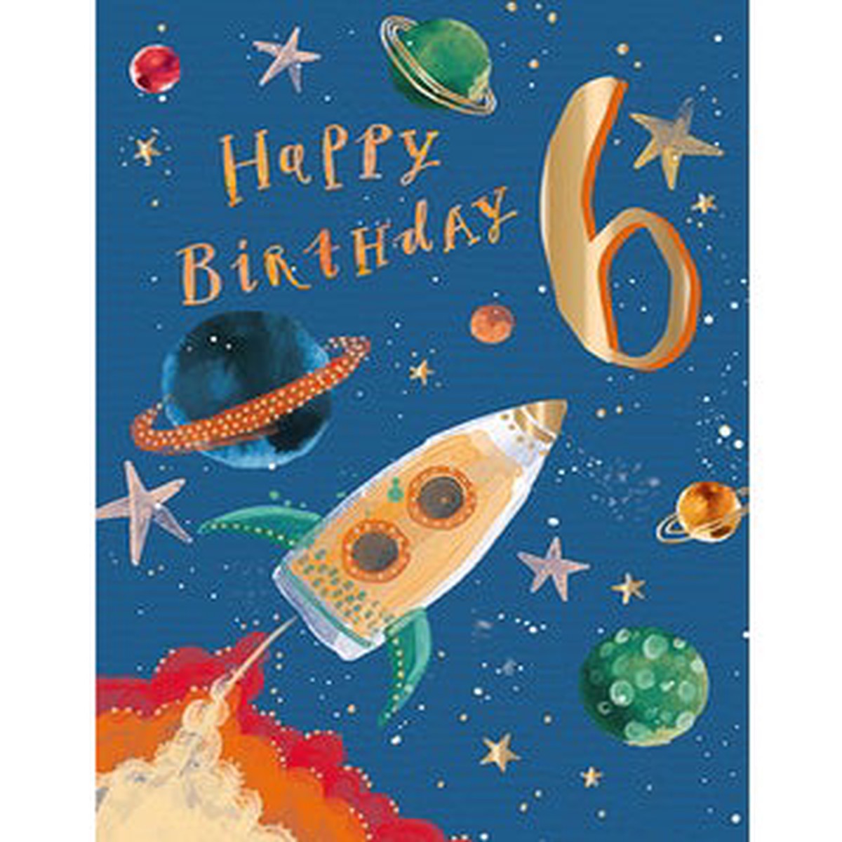 Birthday Card Age 6 - Rocket Ship