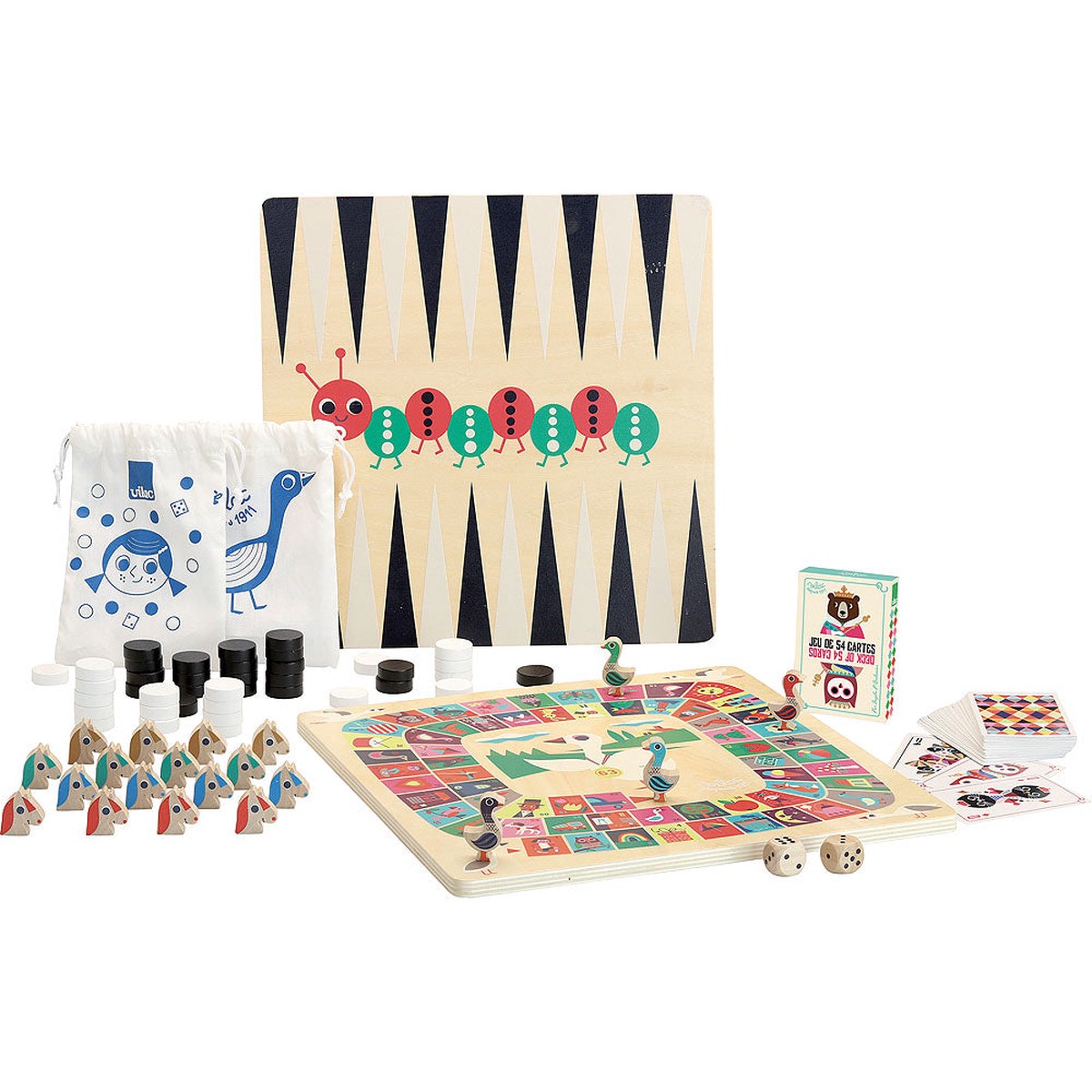 Vilac-7609-Arrhenius-Set-of-classic-board-games
