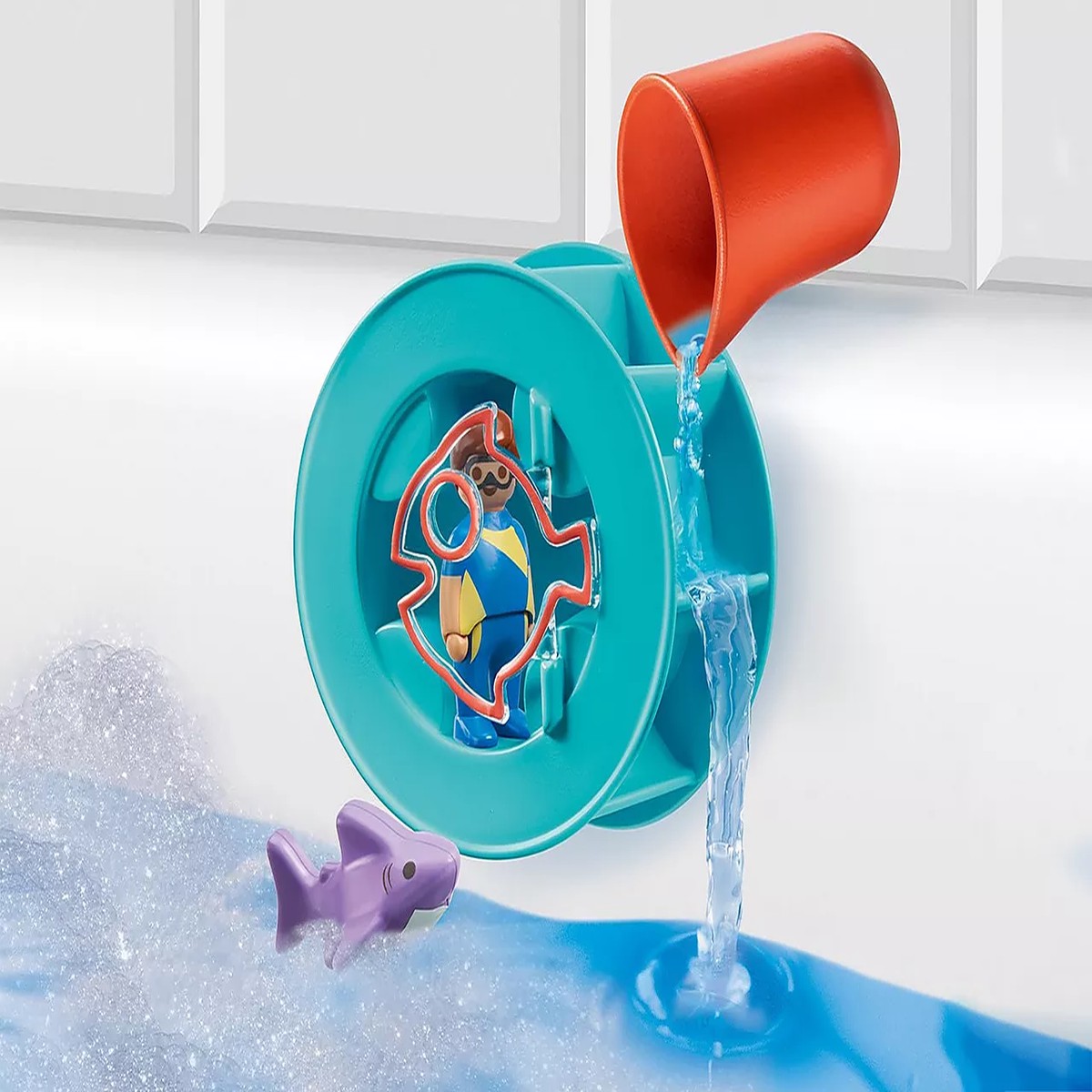 Playmobil 70636 123 Aqua-Water Wheel with Baby Shark
