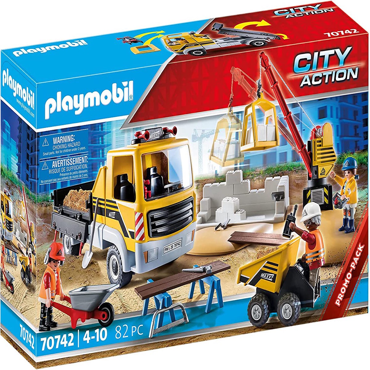 Playmobil 70742 Construction Site with Flatbed Truck