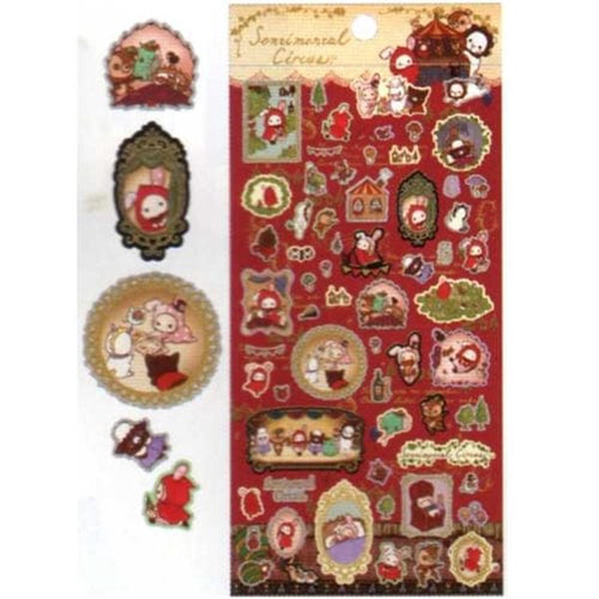 San-X Sentimental Circus Stickers with Gold Foil Accents Little Red Riding Hood (A)