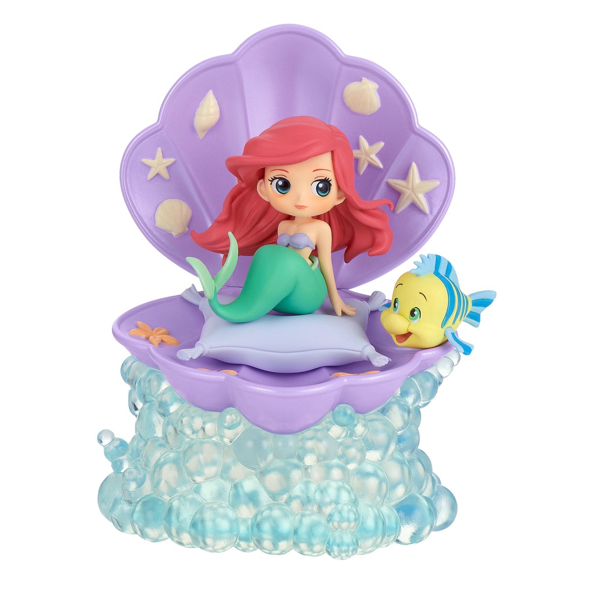 Disney Stories Ariel Flounder Q posket Figure verB (Purple Clamshell)