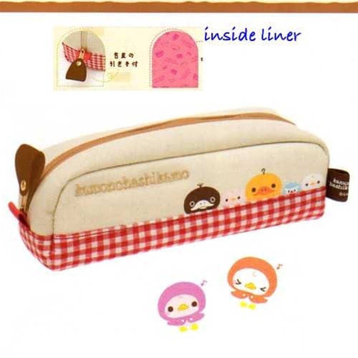 San-X Kamono Hashikamo Platypus Pen Makeup Pouch Gingham