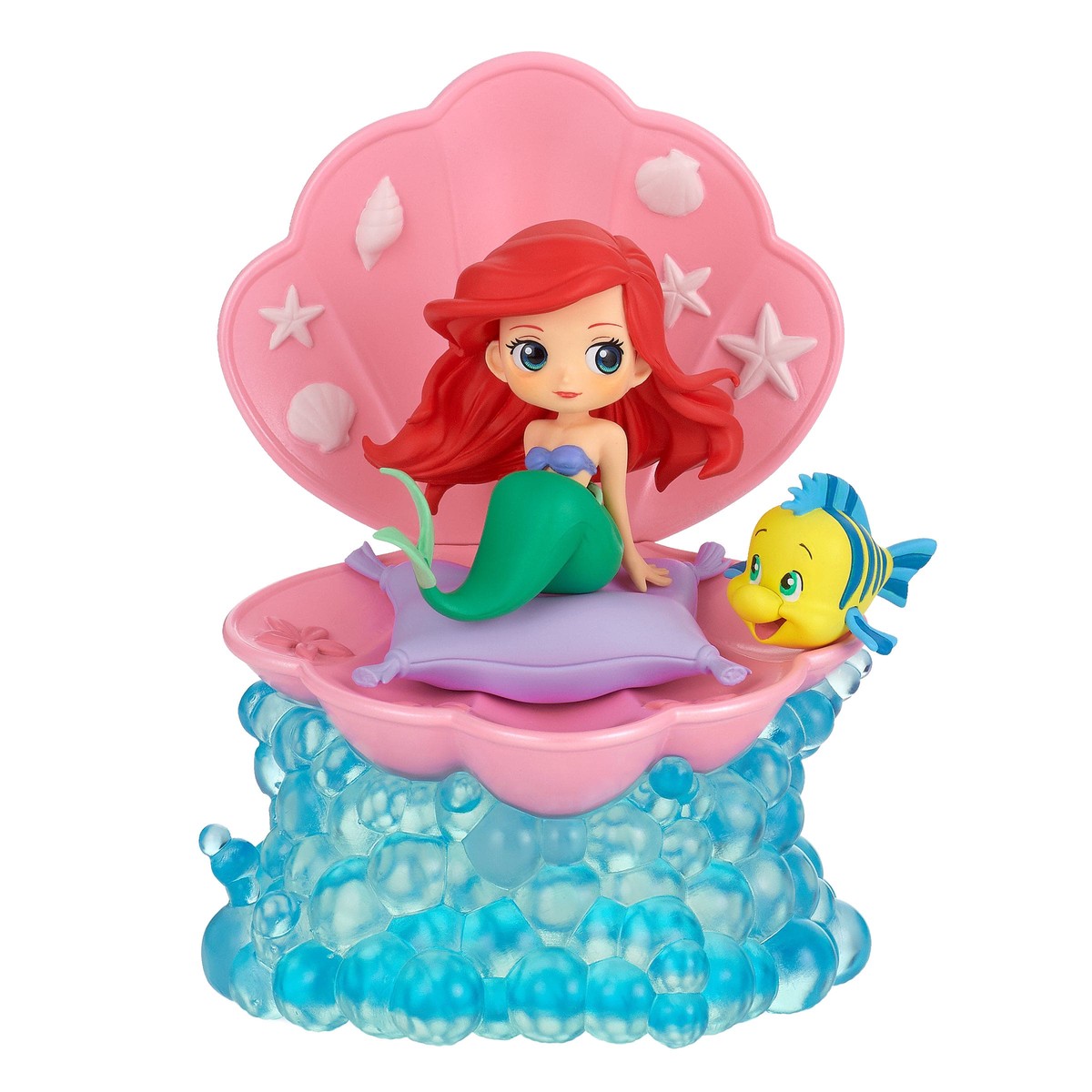 Disney Stories Ariel Flounder Q posket Figure verA (Pink Clamshell)