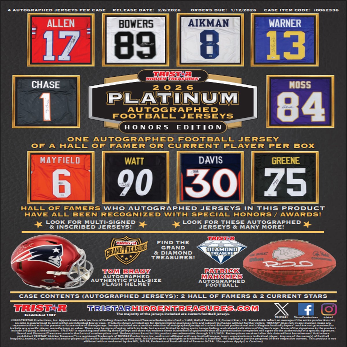 2026 TriStar Platinum Honors Edition Autographed Football Jersey Box